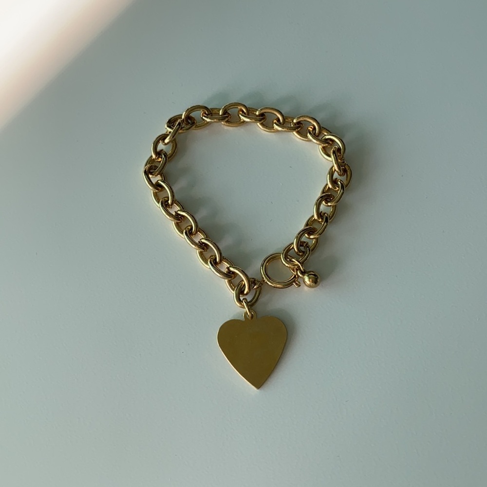 Bracelet - gold chain bracelet with heart pendant